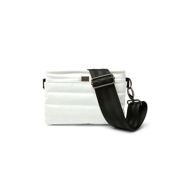 BUM BAG CROSSBODY in White Patent