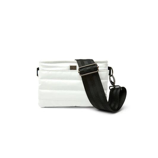 BUM BAG CROSSBODY in White Patent