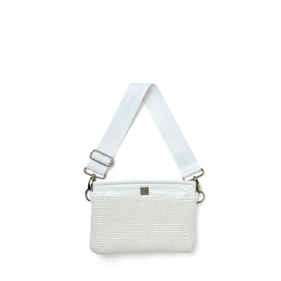 YACHT BUM BAG 2.0 in White Raffia + White Strap