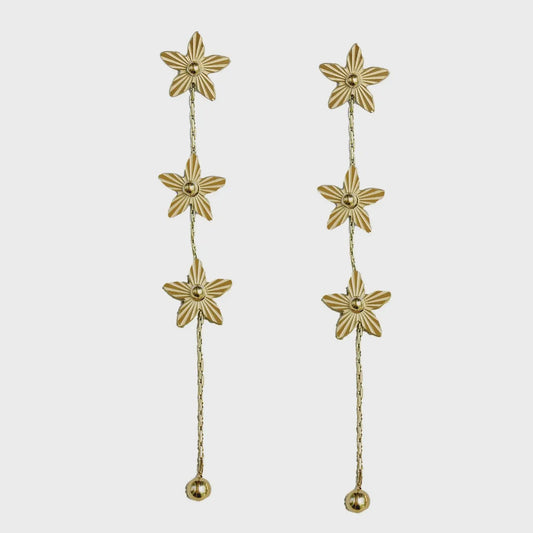 FLOWER DUSTER DROP EARRINGS in Gold