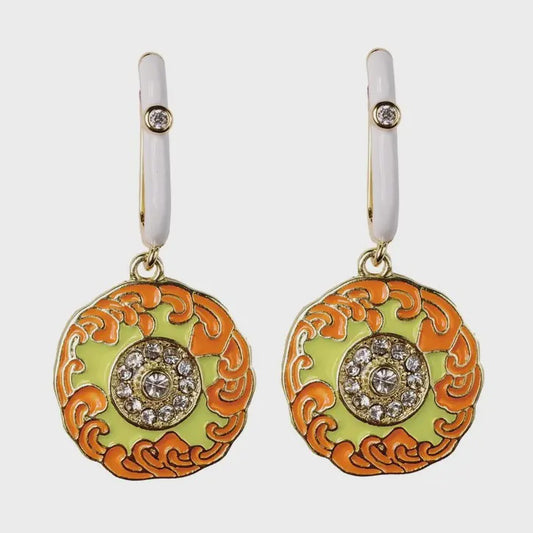 DIAMOND CAPRI TILES EARRINGS in Orange