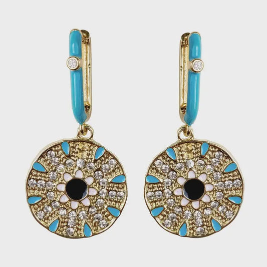 DIAMOND CAPRI TILES EARRINGS in Blue