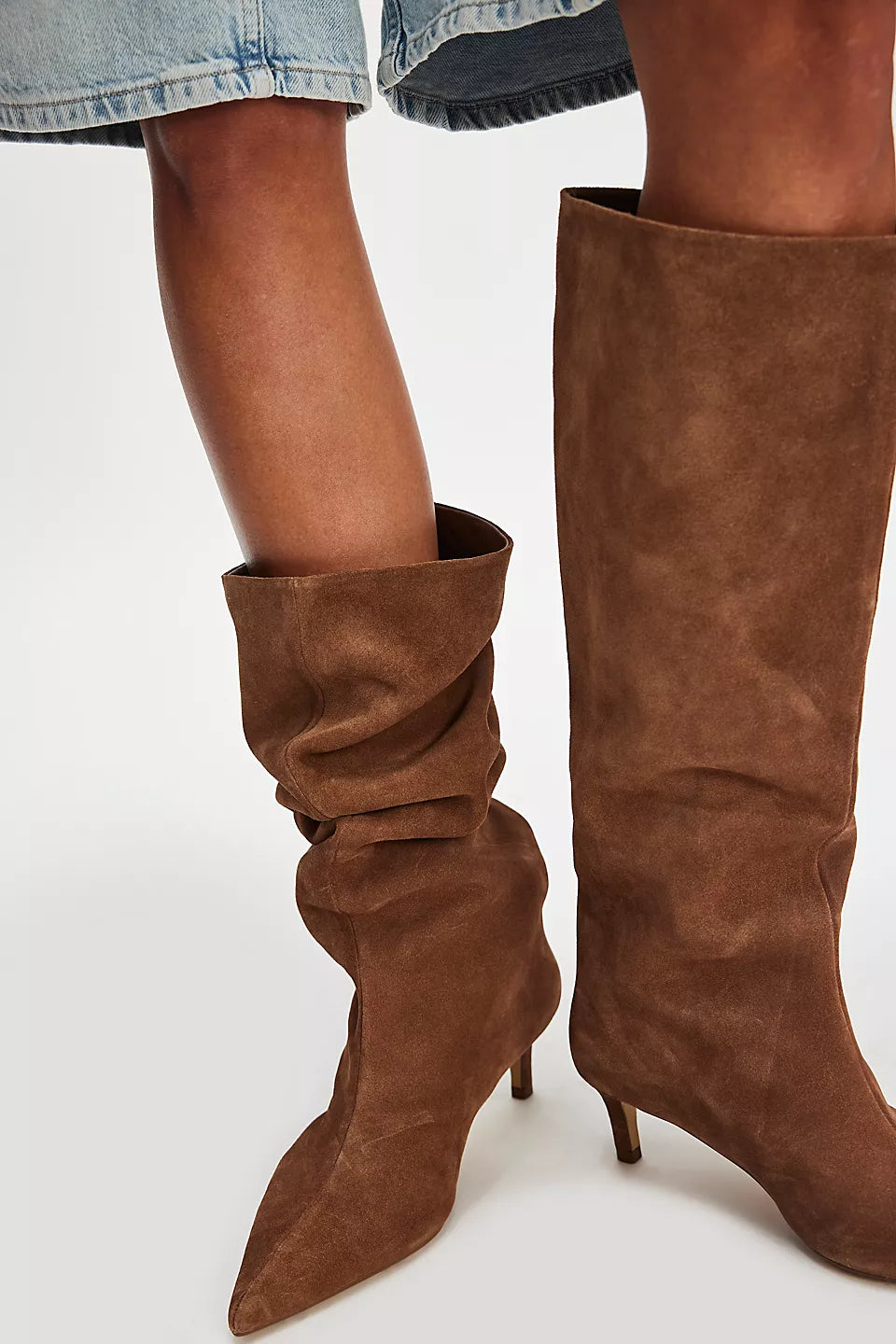KIKI KITTEN HEEL BOOT in Tan