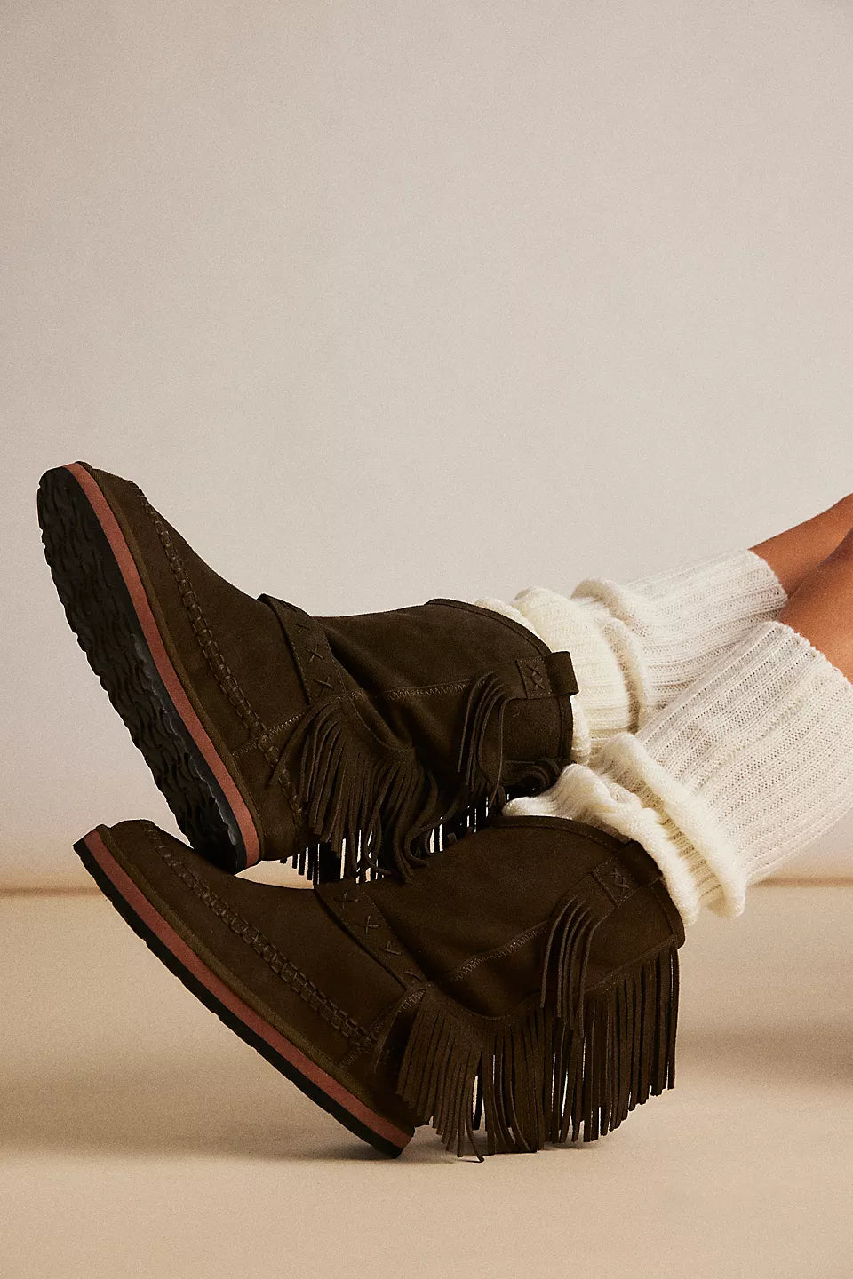 FAYE FRINGE PULL ON in Chocolate