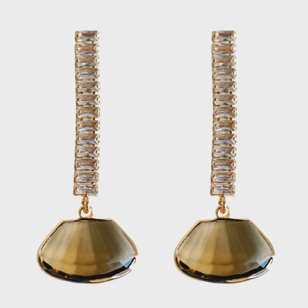 SWINGY DIAMOND DROP STATEMENT EARRINGS in Brown
