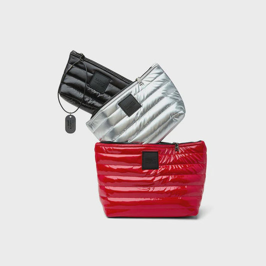 TRAVEL TRIO in Lipstick Patent/Pearl Silver/Black Patent