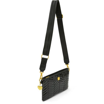 ALMOST FAMOUS in Black Patent Moto Quilting