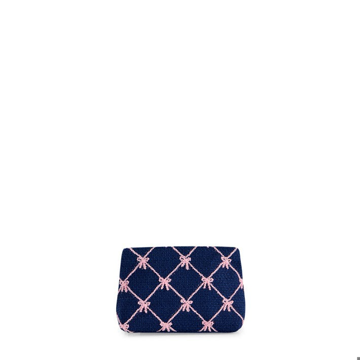 TINSEL BOW ZIP POUCH in Navy