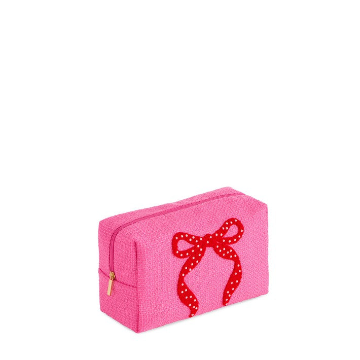 LARGE MARA BOW ZIP POUCH in Pink