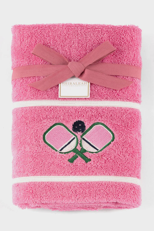 PICKLEBALL PADDLES HAND TOWEL in Pink