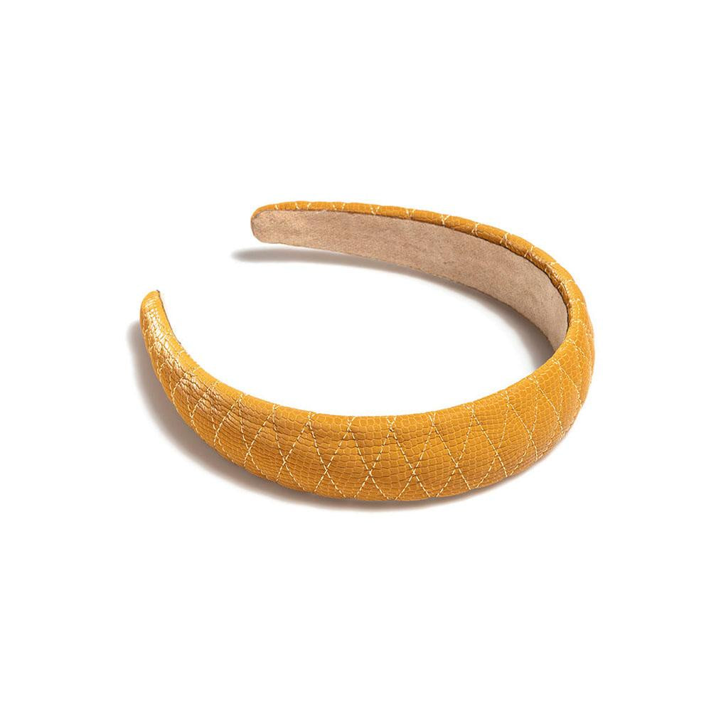 QUILTED FAUX LEATHER HEADBAND in Sunflower