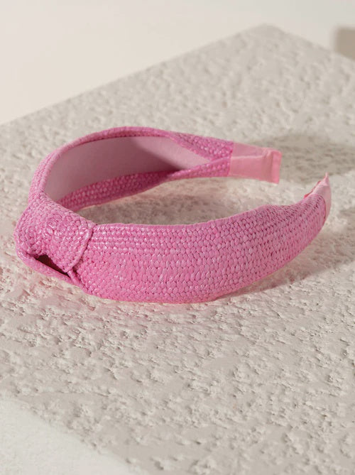 KNOTTED WOVEN HEADBAND in Pink